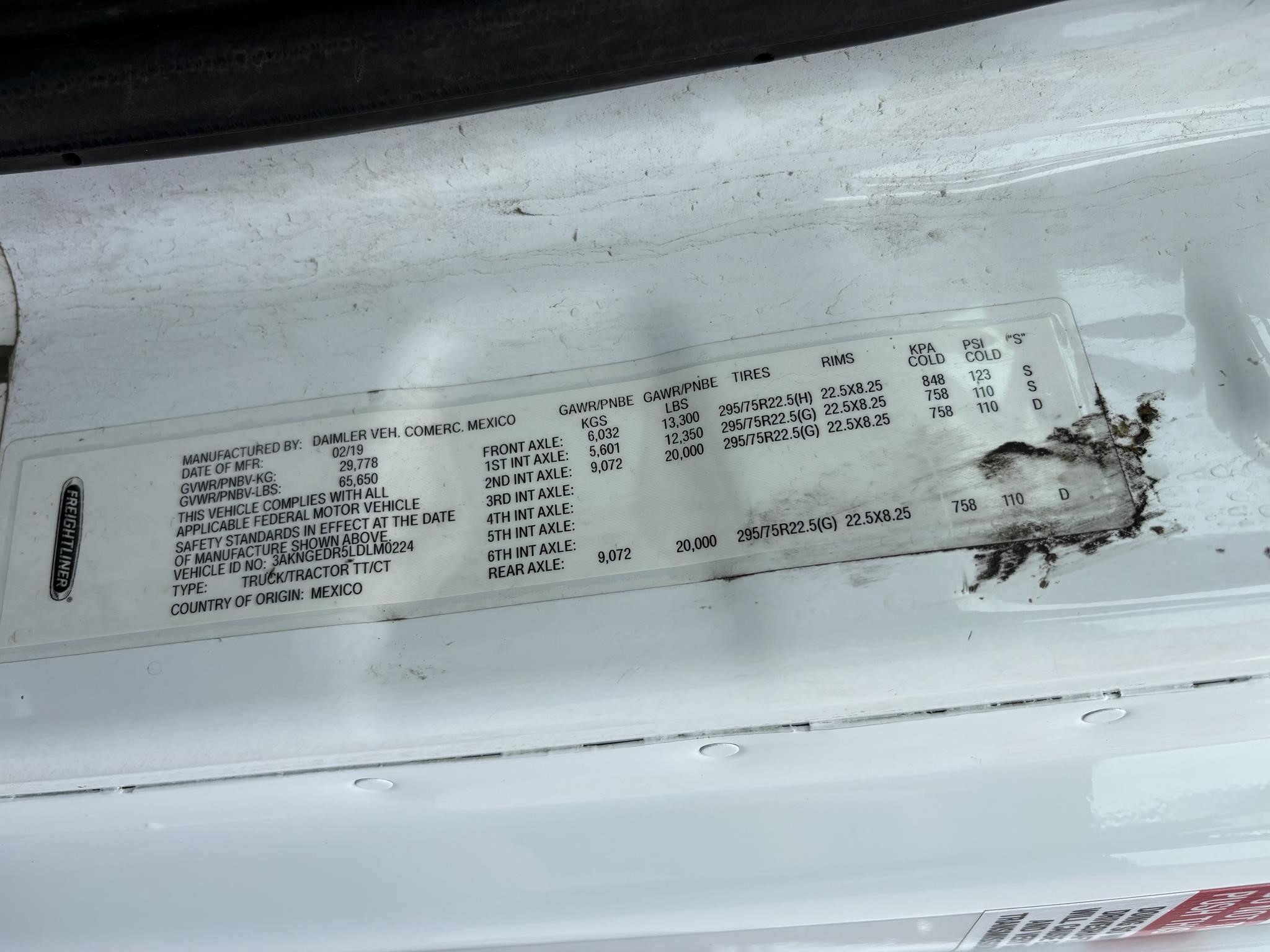 2020 FREIGHTLINER CASCADIA 125 11023606893 2020 FREIGHTLINER CASCADIA 125 11023606893
