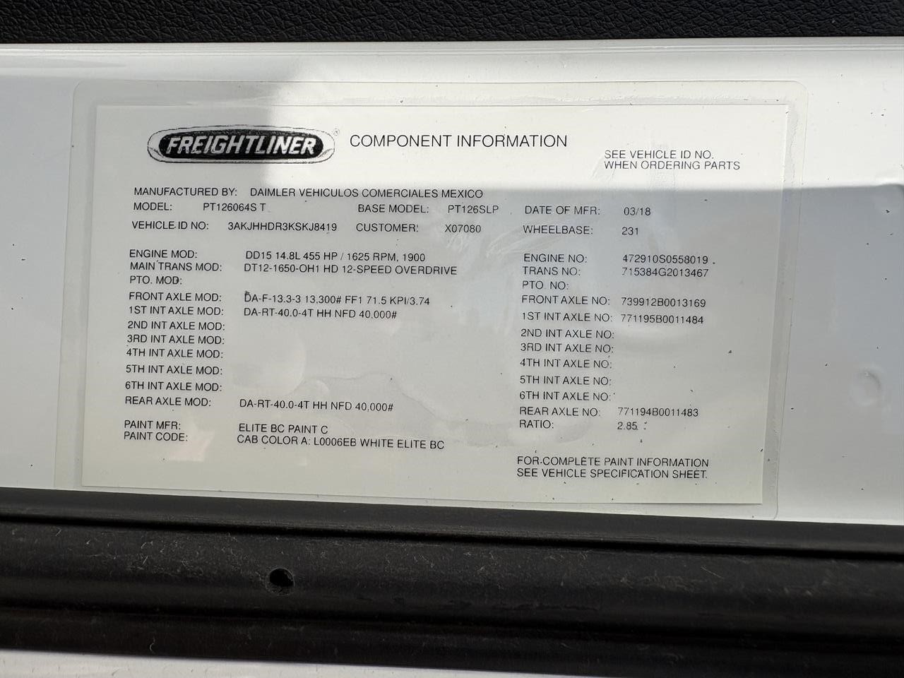 2019 FREIGHTLINER CASCADIA 125 11027790567 2019 FREIGHTLINER CASCADIA 125 11027790567